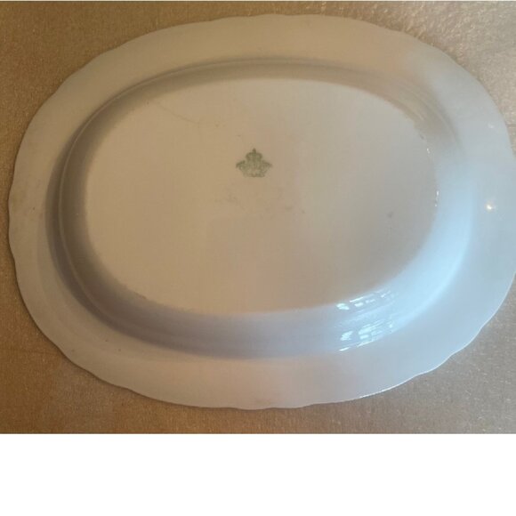 Aynsley Blue Oval Vegetable Serving Bowl Bone China Floral + Gold Rim Vintage - Picture 2 of 3